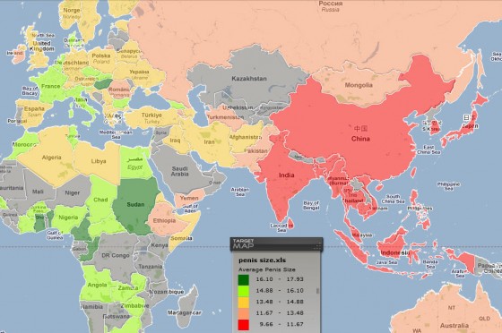 world map of average breast cup size. the world map of average