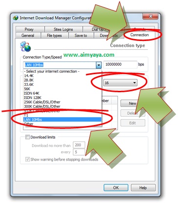 gambar cara setting internet download manager (IDM) supaya cepat