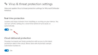 Nonaktifkan Real Time Protection