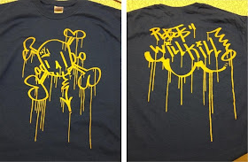 “RWK NY Handstyle” Yellow & Blue T-Shirt by ChrisRWK of Robots Will Kill