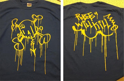 “RWK NY Handstyle” Yellow & Blue T-Shirt by ChrisRWK of Robots Will Kill