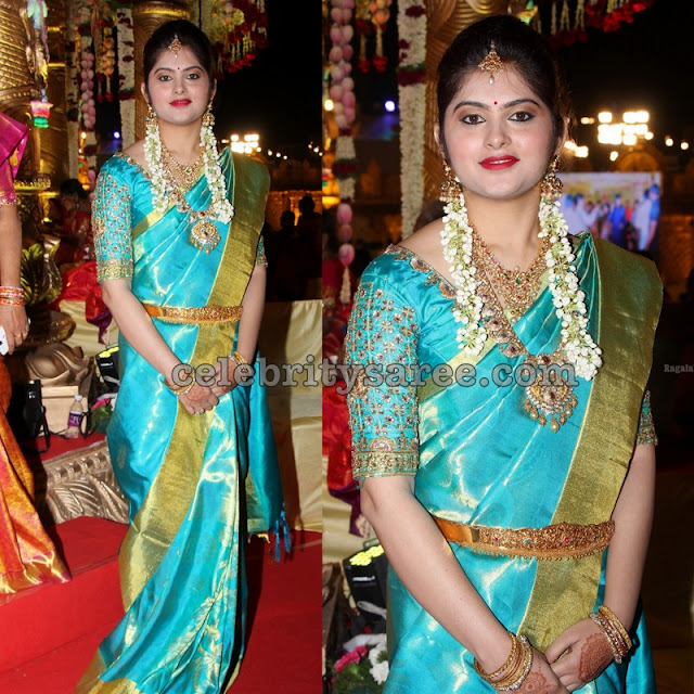 Aqua Blue Bridal Sari