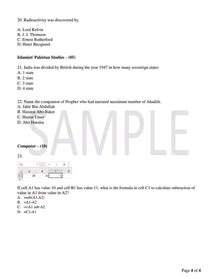 Latest 5 To 15 SIBA Test Sample Paper Has Been Uploaded 2022
