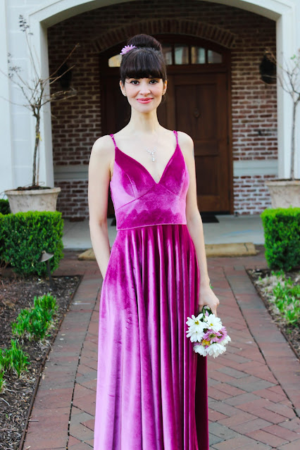 Tea Length Velvet Bridesmaid dress from Yelure