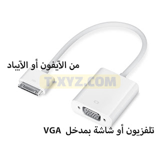 طريقة عرض شاشة آيفون - آيباد على التلفزيون أو شاشة الكمبيوتر VGA