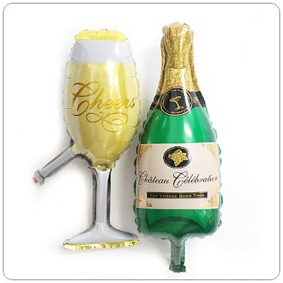 Balon Foil Champagne Bottle + Glass Mini