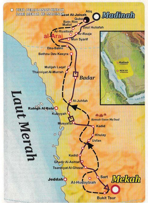 Peta Perjalanan Hijrah Dari Mekah Ke Madinah - Nurul Asri