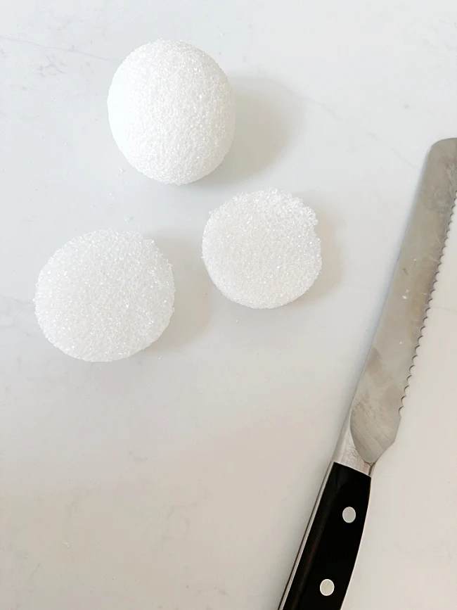 styrofoam balls and knife