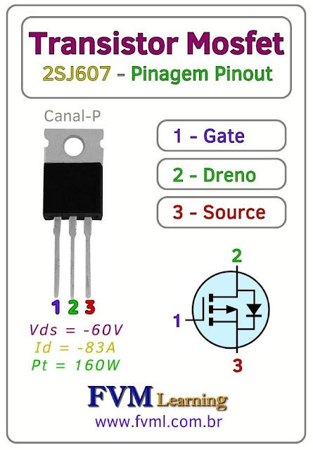 Datasheet-Pinagem-Pinout-Transistor-Mosfet-Canal-P-2SJ607-Características-Substituição-fvml
