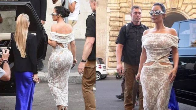 Kim Kardashian causa polémica al usar vestido de encaje en su visita al Vaticano