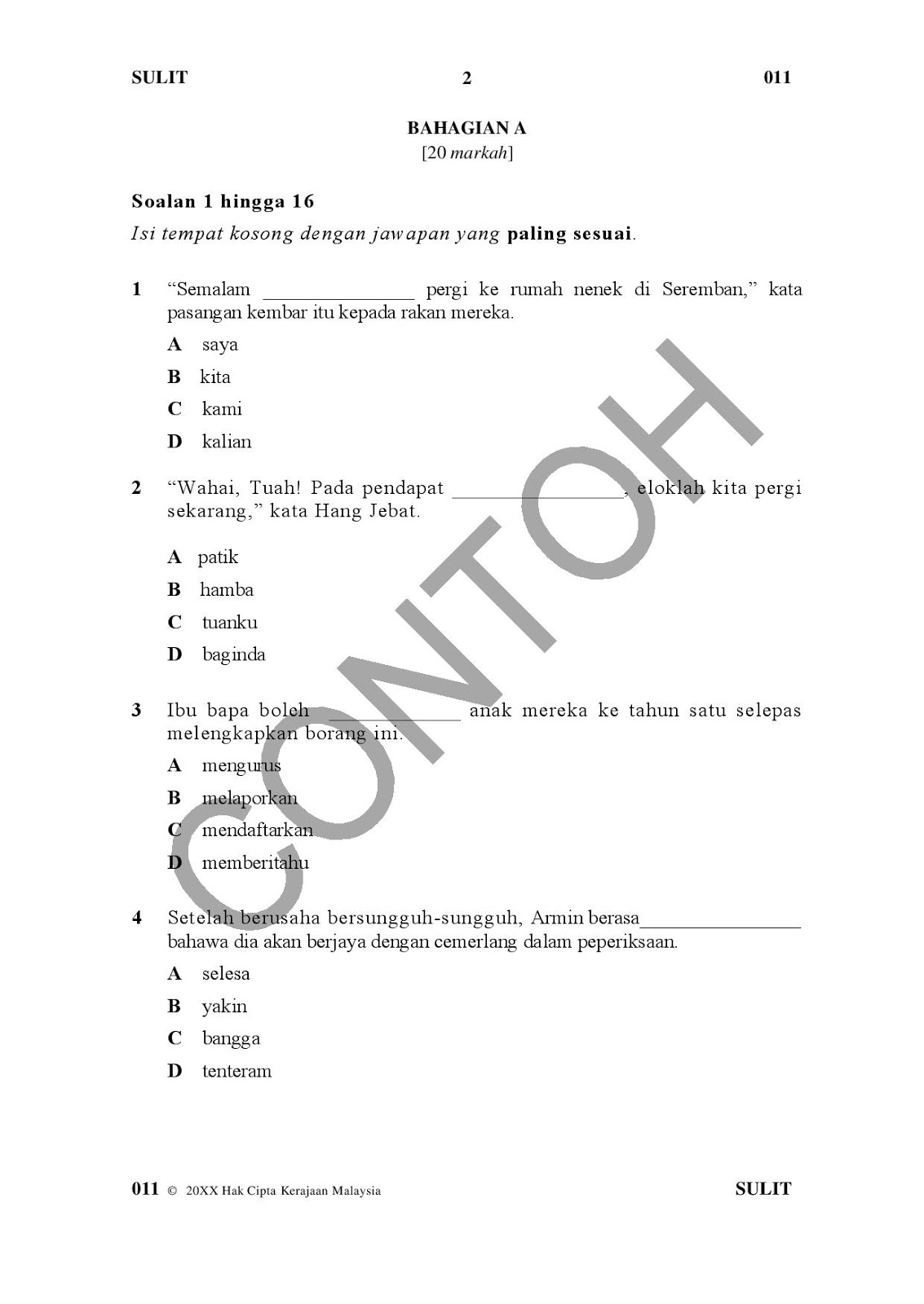 UPSR 2016 Format Dan Contoh Soalan/Instrumen  Akif Imtiyaz