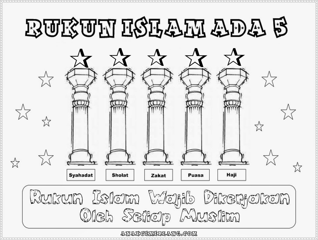 Gambar Mewarnai 5 Rukun Islam  Anak Cemerlang