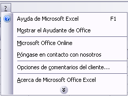 Resultado de imagen para menÃº de ayuda en excel