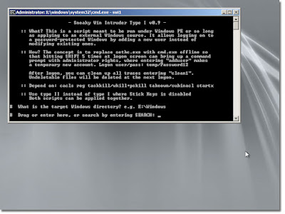 Sneaky Win Intruder in Windows 7 PE