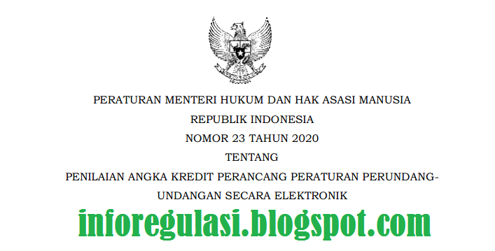 Peraturan Menteri Hukum dan HAM (Permenkumham) Nomor 23 Tahun 2020