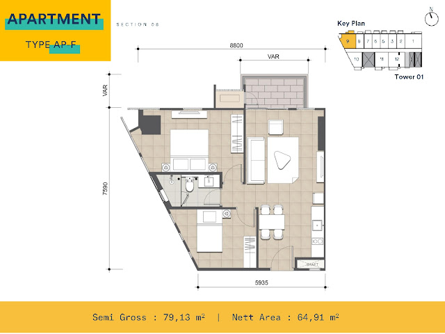 Upper West BSD City - Tipe 2BR