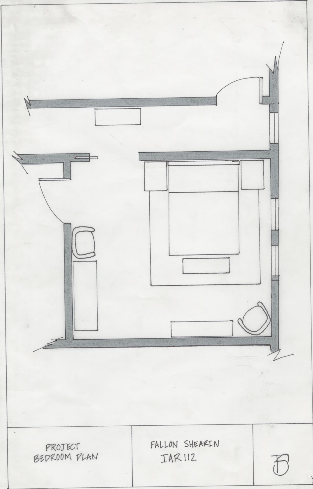 Fallon Shearin Design Project2 2  Bedroom  in Block Drawing  