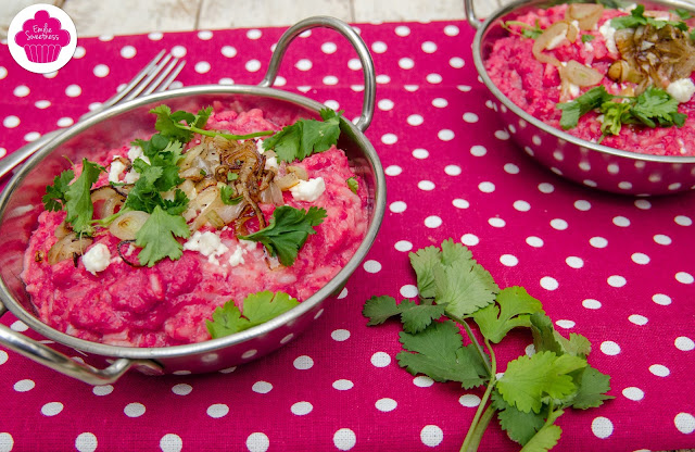 riz crémeux à la betterave et au chèvre