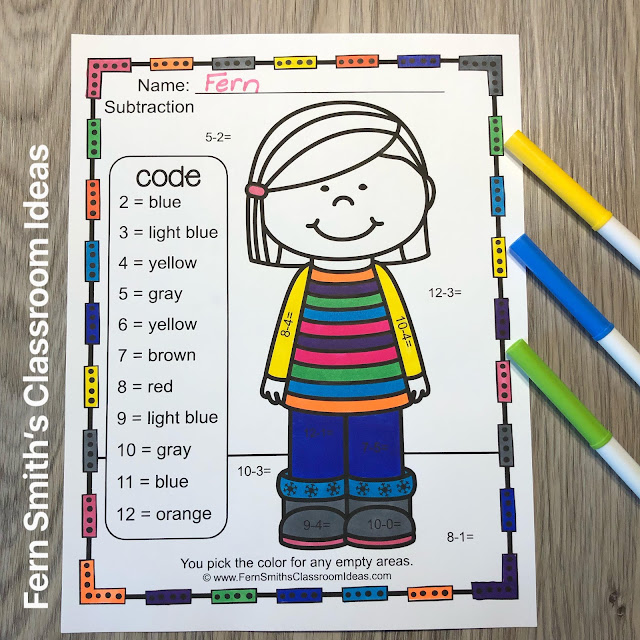 Click Here to Download This Back to School Color by Number Subtraction Freebie for Your Classroom Today!