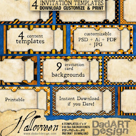 Halloween 4 Vintage invitation Card Templates
