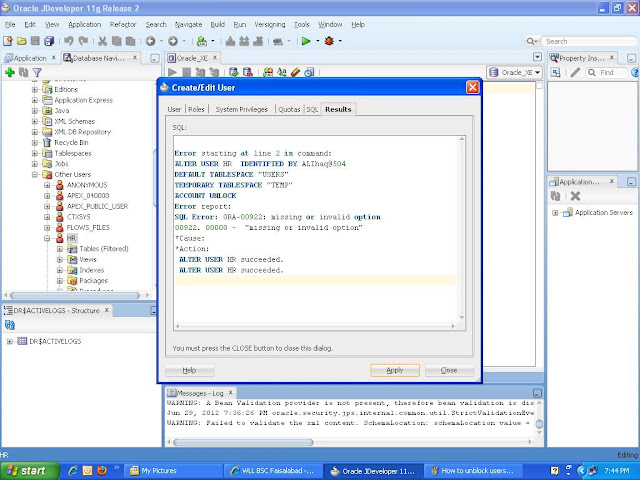 How to register Oracle Database 11g XE with Oracle JDeveloper and Edit, unblock the database users. oracle jdeveloper tutorials, oracle database XE tutorial, database management tutorial, oracle XE, database XE, how to edit and unblock database user in oracle database xe, oracle database XE connectivity with Jdeveloper, database administration, database software, java web action, database development software tool, oracle database server, Oracle database 11g XE