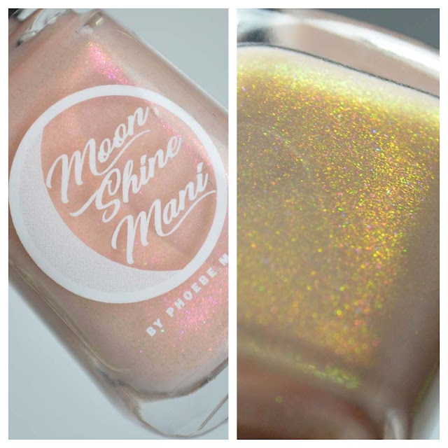 peach shimmer nail polish in a bottle