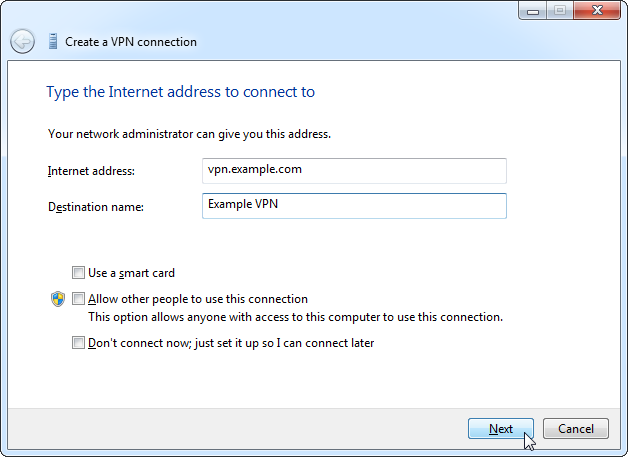 create vpn internet connection