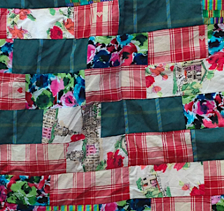Close-up of brick-pattern patchwork quilt, by Adrienne Wyper, on her Made it! blog http://made-it-made-it.blogspot.co.uk