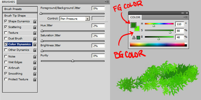 custom photoshop leaves grass brush