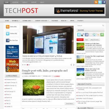 TechPost blog template. magazine blogger template style. magazine style template blogspot.