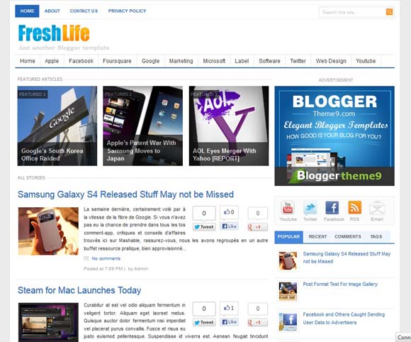 FreshLife Blogger Template