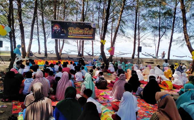 Ini kegiatan YATIM FEST bahagiakan 100 anak yatim  di Pantai Tiram