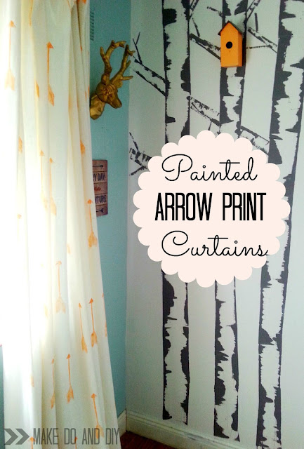 diy paint stamped arrow curtains