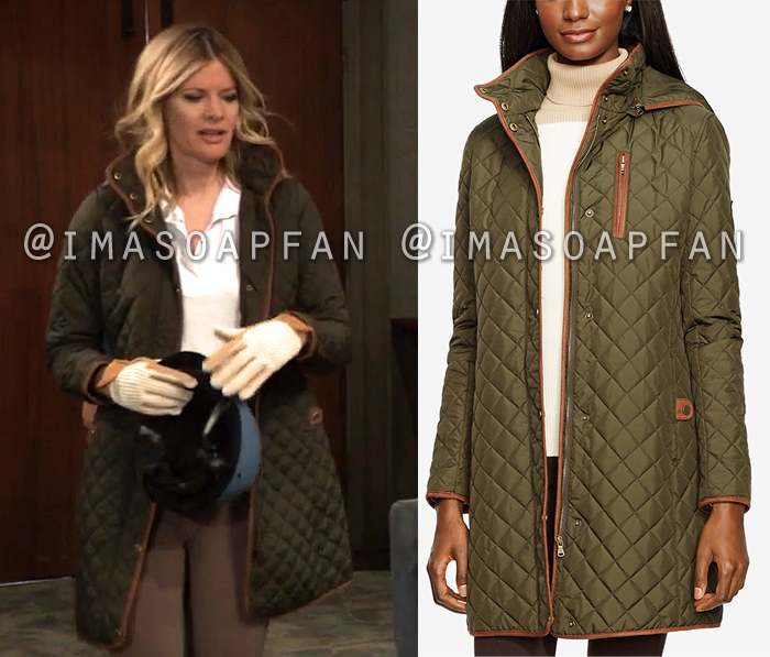 Nina Reeves, Michelle Stafford, Olive Green Quilted Coat, General Hospital, GH