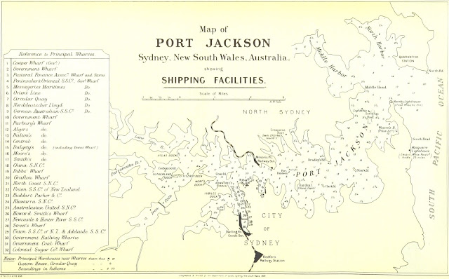 Map of Port Jackson, Sydney, Showing Shipping Facilities in 1895