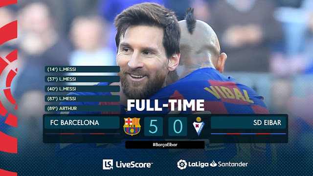 Barcelona 5 - 0 Eibar, Lionel Messi Scores 4 Goals (Video Highlight)