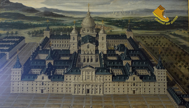 Cuadro del Real Monasterio de El Escorial colgado en el Palacio de los Austrias