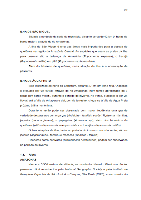 INVENTÁRIO DA OFERTA E INFRA ESTRUTURA TURÍSTICA DE SANTARÉM – PARÁ – AMAZÔNIA – BRASIL - 2010 - III. ATRATIVOS TURÍSTICOS