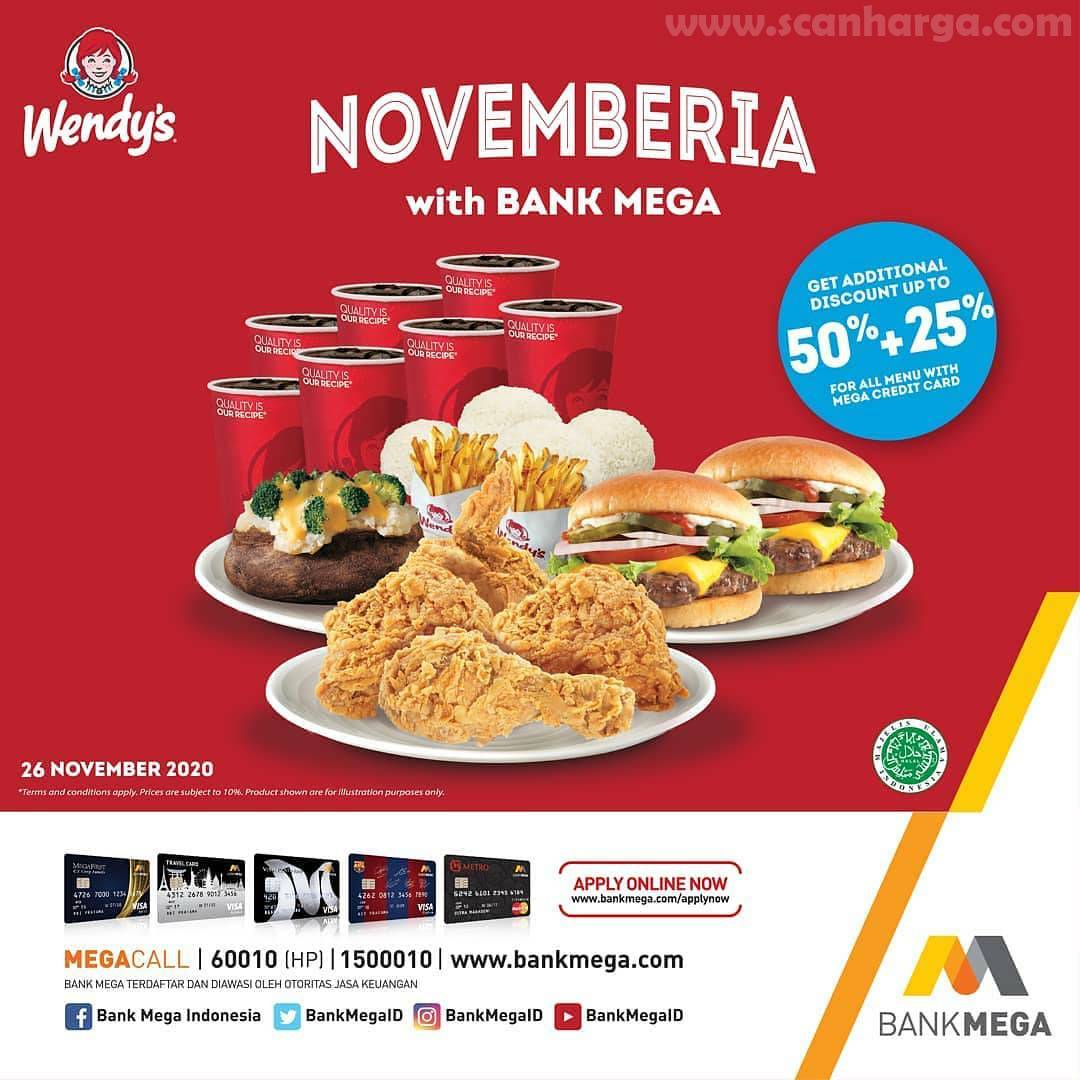 Wendys Promo Diskon 50% + 20% dengan Menggunakan Kartu Kredit Bank Mega