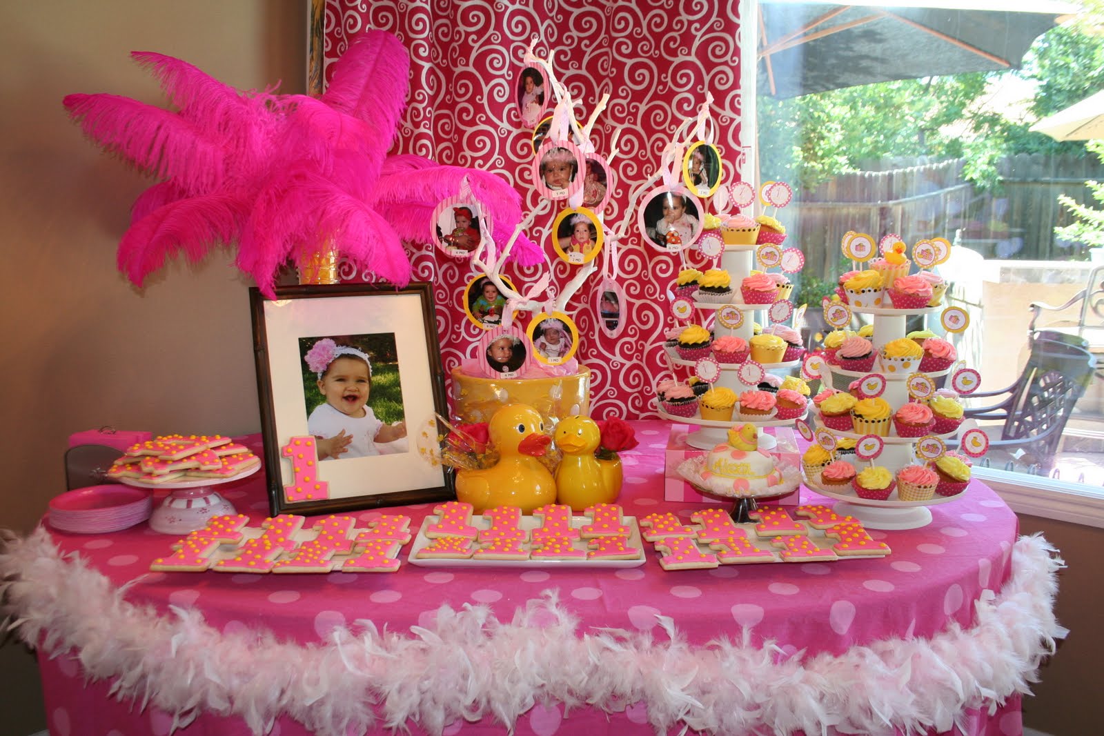 Rubber Duckee Pink and Yellow 1st  Birthday  Party 