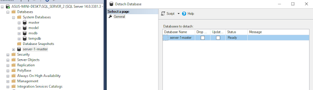 Select Task - Detach Database for "server-1-master"