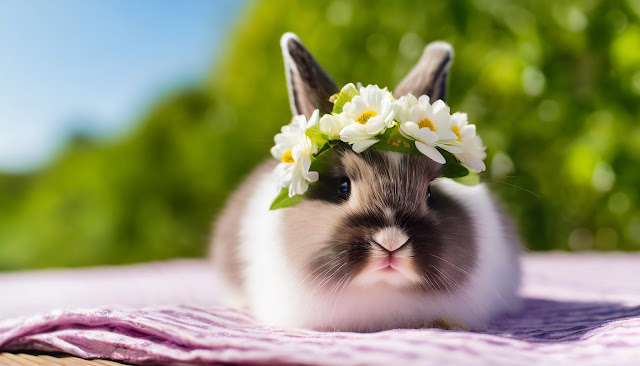 Cute Little Rabbit Wearing Flower Crown HD Wallpaper