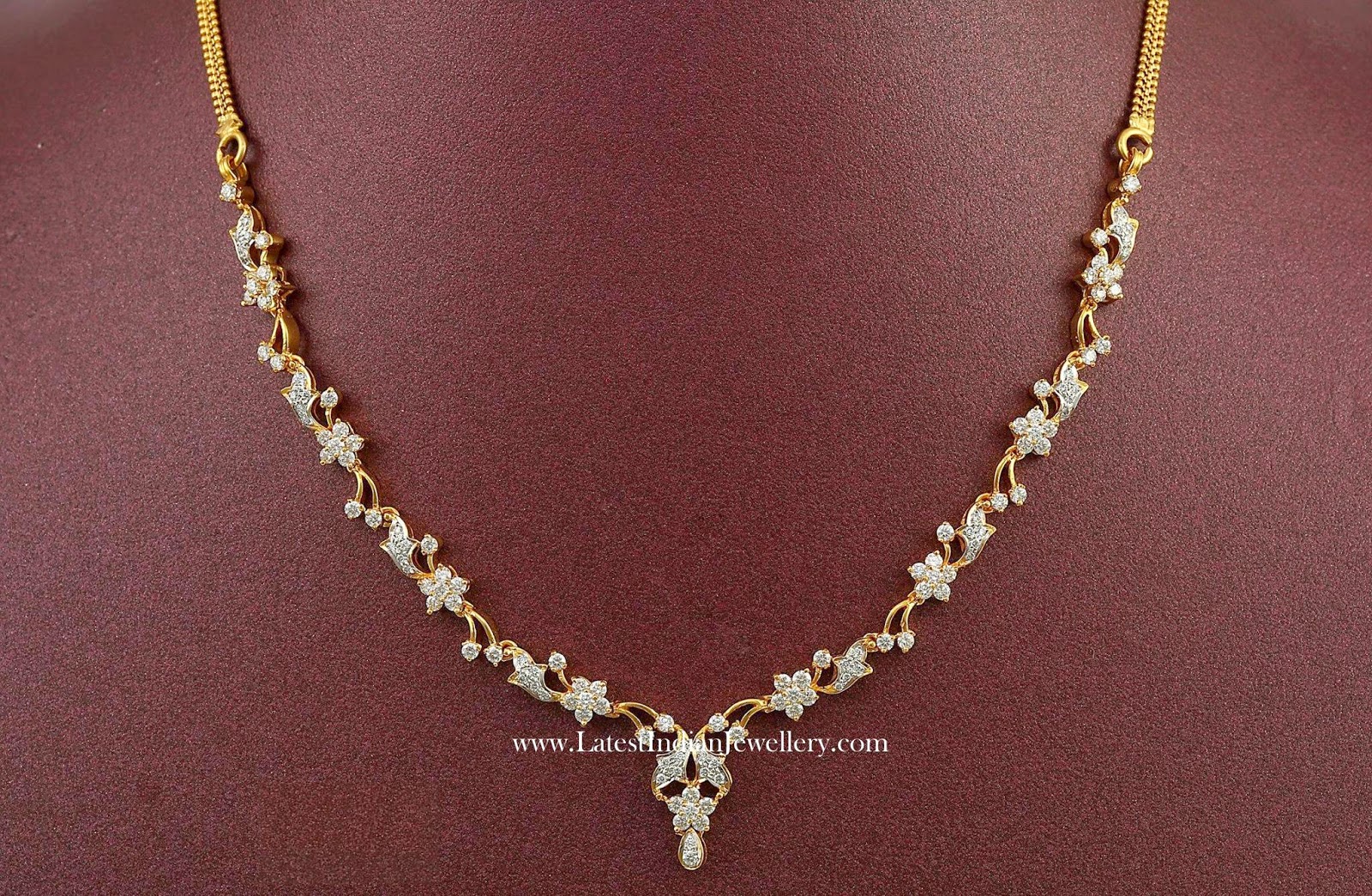 Simple and light weight latest Indian diamond necklace designs in ...