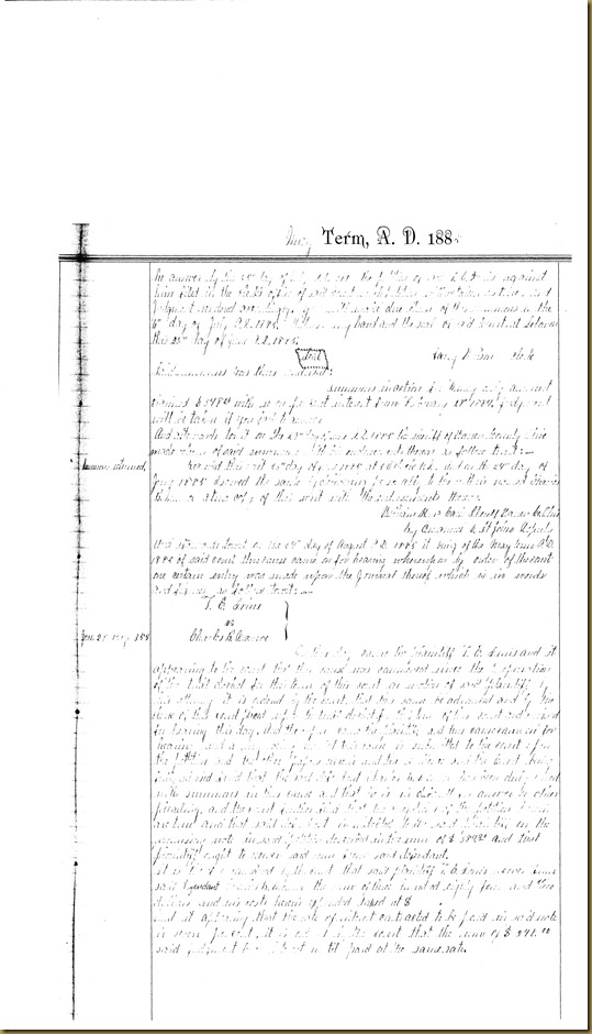 T.E. Irvins filed petition Charles B. Monroe 1885 2