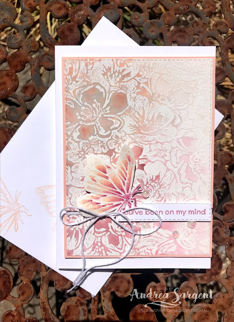 A card showcasing Petal Pink and using water-colouring featuring Stampin' Up!s Wild Roses and A Touch of Ink stamps