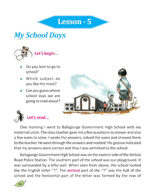My School Days | Lesson 5 | পঞ্চম শ্রেণীর ইংরেজি | WB Class 5 English