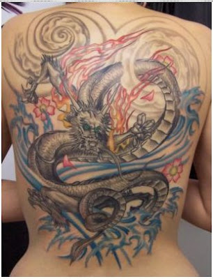 Phoenix tattoos-Da Pirates full back piece of phoenix and flames/fire