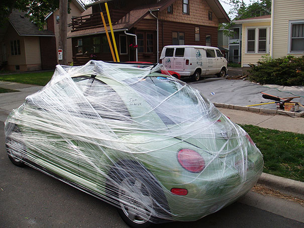 Make sure their car is nice and safe with packing cling wrap