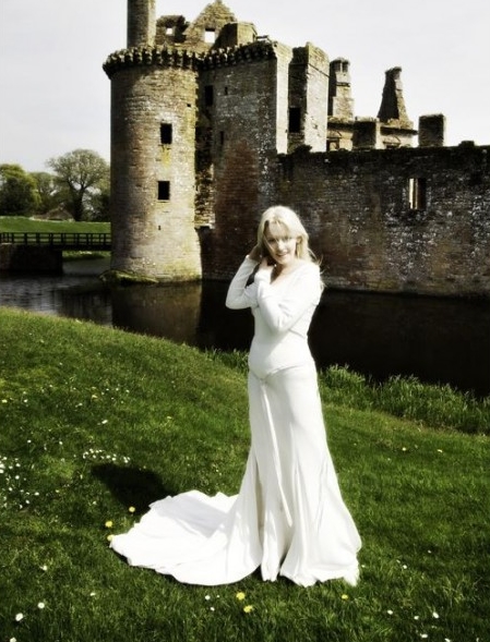 White Embroidery Medieval Wedding Dress