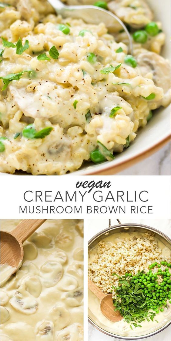 A creamy garlicky rice dish with 12 ingredients, takes 45 minutes to make and is gluten free. Makes a great easy healthy dinner recipe!